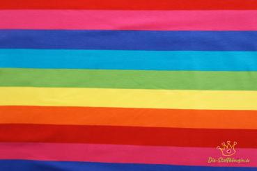 45 cm Reststück Jersey bedruckt  Regenbogenstreifen